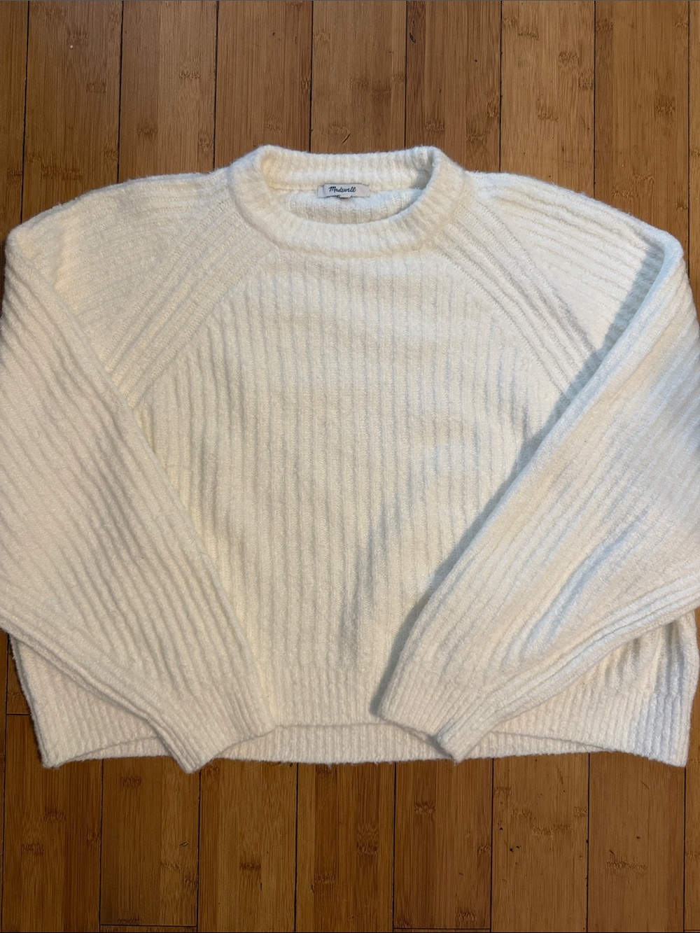 Madewell XL Cream Ribbed Crewneck Sweater